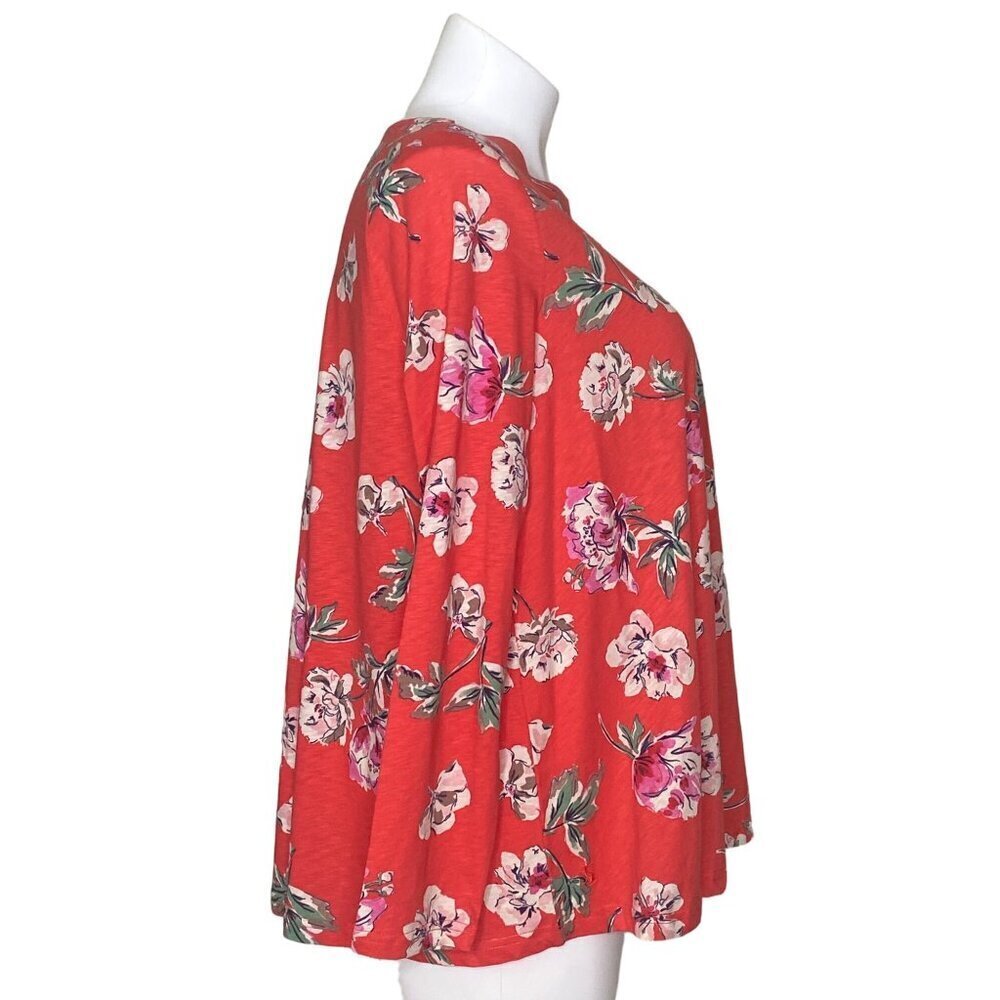 Joules Harbour Red Floral Print Light Swing Top, Long Sleeve Women's Size US 14 - Picture 4 of 13